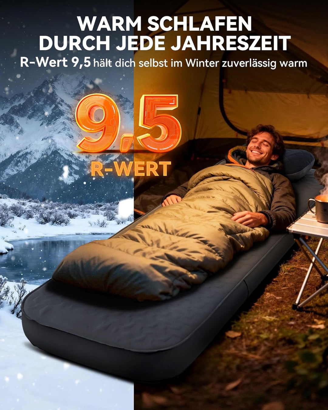 HIKENTURE Extra Dicke selbstaufblasende Isomatte, Comfort Plus Campingmatratze mit Pumpsack, aufblas