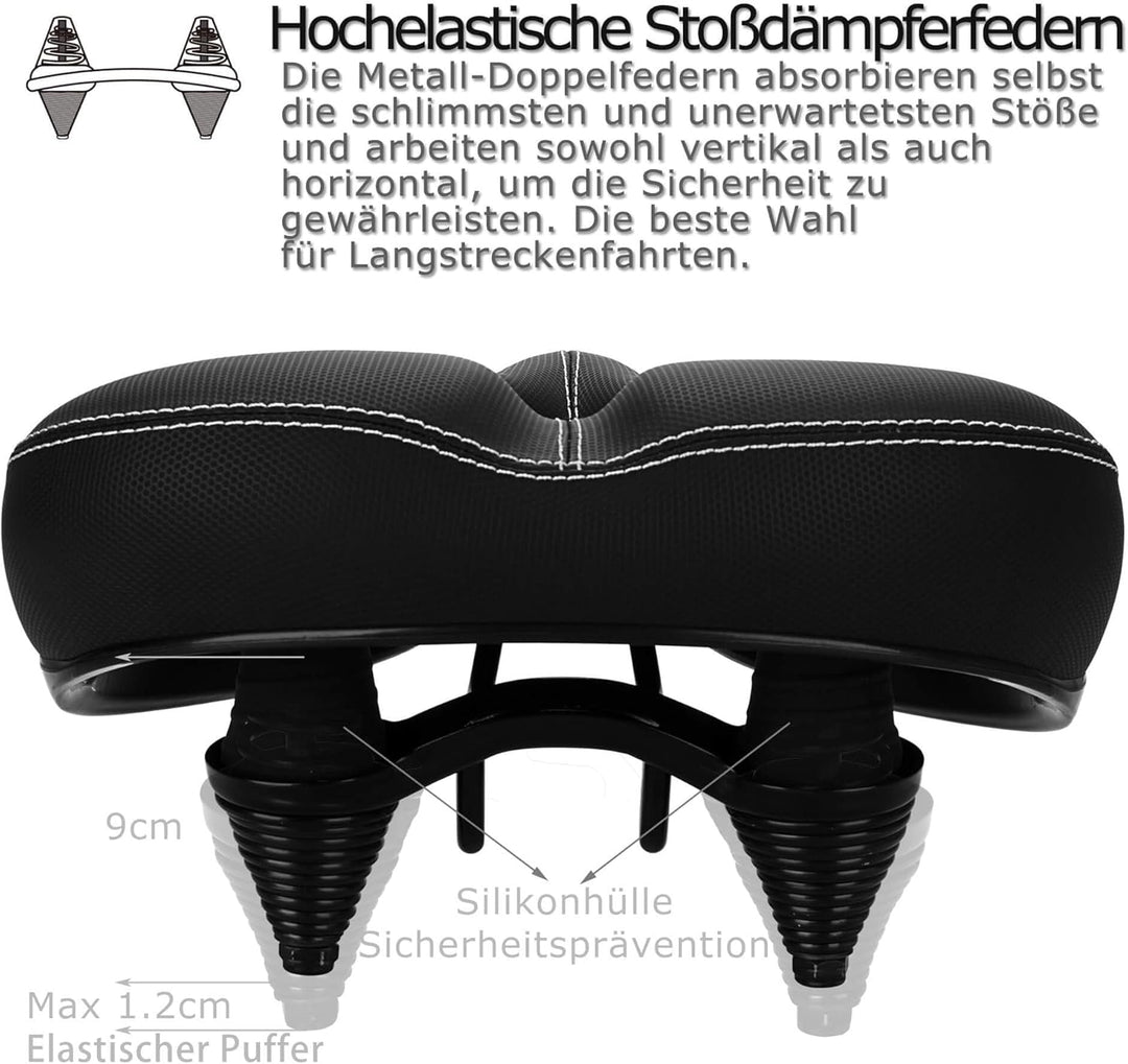 DAWAY C30 Bequemer Übergrosser Fahrradsattel - Extra Breiter Heimtrainer Fahrrad Sattel für Damen He
