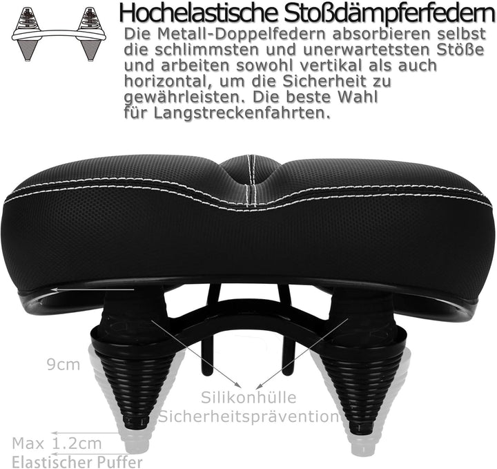 DAWAY C30 Bequemer Übergrosser Fahrradsattel - Extra Breiter Heimtrainer Fahrrad Sattel für Damen He