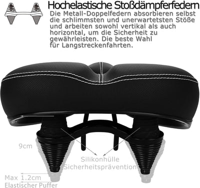 DAWAY C30 Bequemer Übergrosser Fahrradsattel - Extra Breiter Heimtrainer Fahrrad Sattel für Damen He