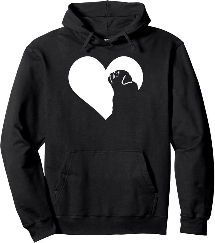 Hund Mops Herz Silhouette - Mops Pullover Hoodie