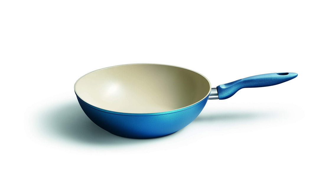 Kelomat, 3429-353, Wokpfanne CERAMIC COLOR, Bratpfanne, Durchmesser 28 cm, blau, beschichteter Edels