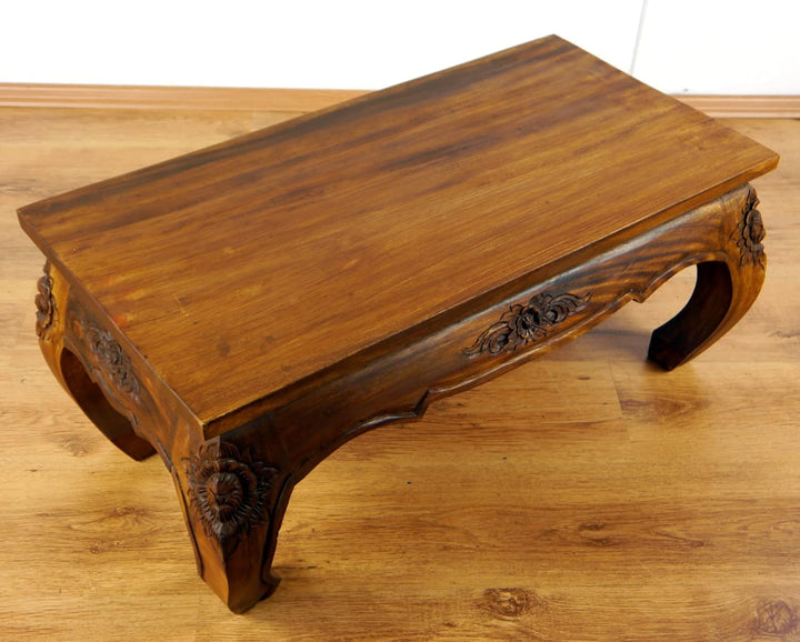 livasia Opiumtisch aus Massivholz – 80x40x35cm – Handgeschnitzter Beistelltisch Holz aus Thailand, N