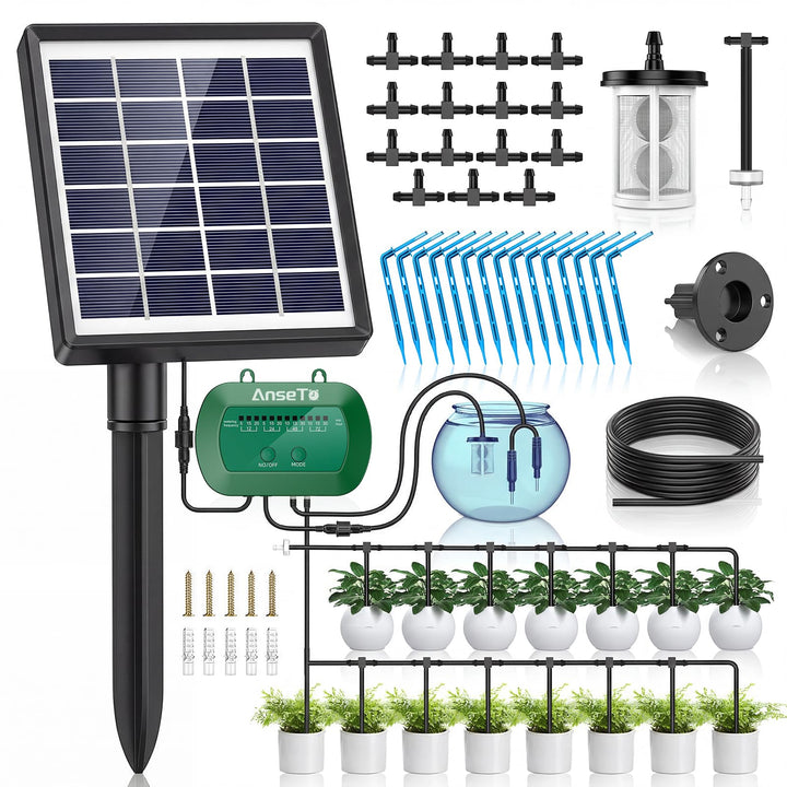 AnseTo Solar Bewässerungssystem für 2024 Neuestes Automatische Bewässerungscomputer für Garten, Balk