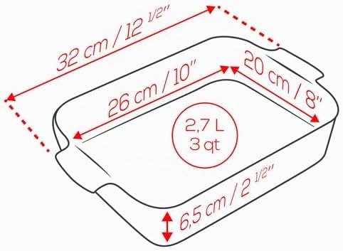 PEUGEOT - Rechteckige Auflaufform aus Keramik - 32 cm x 21,7 cm x 7,2 cm - Fassungsvermögen: 2,7 L -