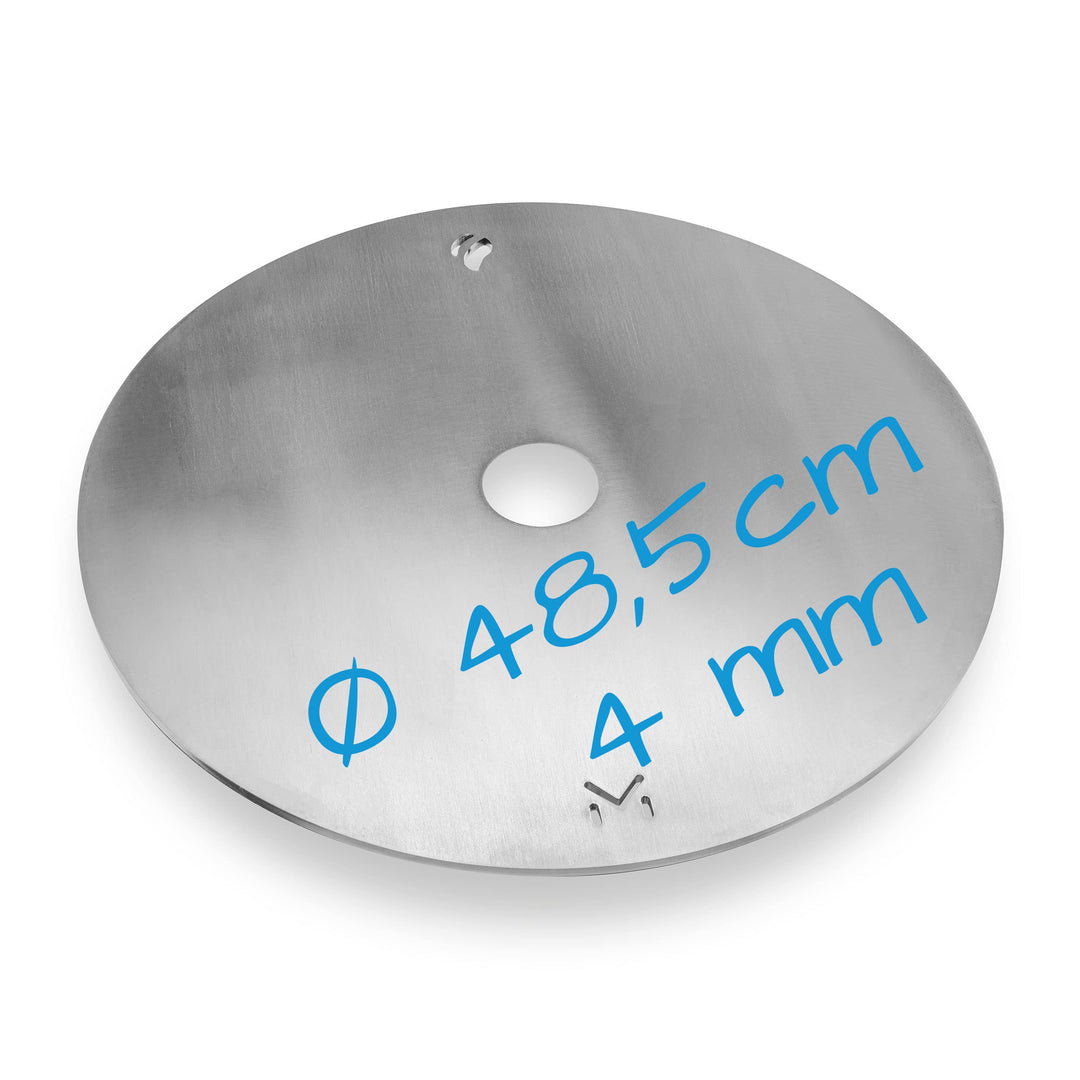 mocisa Grillplatte Feuerplatte Ø48,5 cm für Fassgrill | Kugelgrill | Raketenofen | Stahl blank 4mm |
