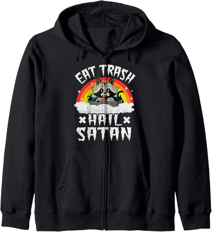 Eat Trash Hail Satan Waschbär Regenbogen Kids Funny Death Metal Kapuzenjacke