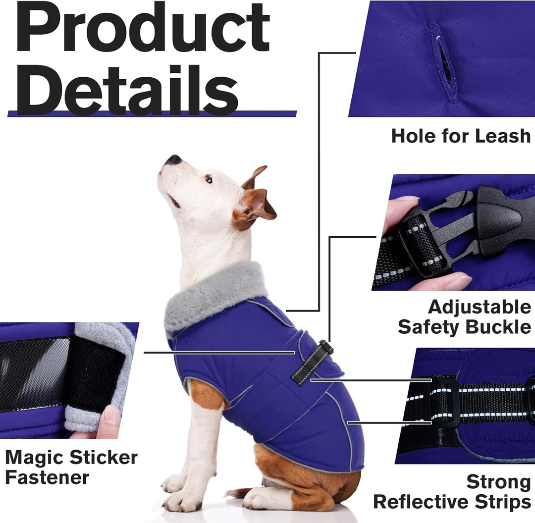 Lelepet Hundejacke Winter Warmer Hundemantel, Wasserdichter Wintermantel Fleece Hundeweste für Mitte