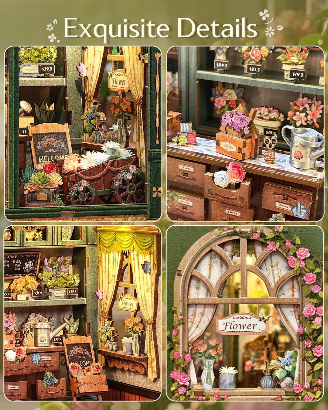 CUTEBEE Book Nook Kit – DIY Puppenhaus Miniatur Haus Buchstütze | Handmade Deko für Bücherregal | Kr