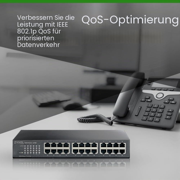 Zyxel 24-Port Gigabit Ethernet Unmanaged Switch - Design ohne Lüfter [GS1100-24E] GS1100-24E-EU0103F