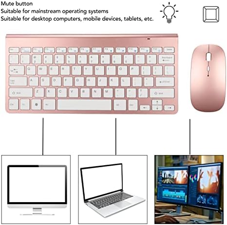 Annadue Tastatur Maus Set Kabellos, Kabellose 2,4G USB Leise Funktastatur und Maus Wireless Keyboard