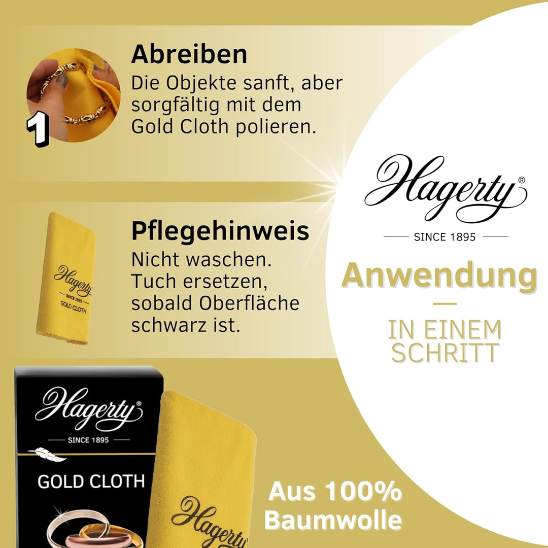 Hagerty Set Gold Clean Goldbad + Gold Cloth Goldputztuch zur Reinigung von Gelbgold Weissgold Rosego