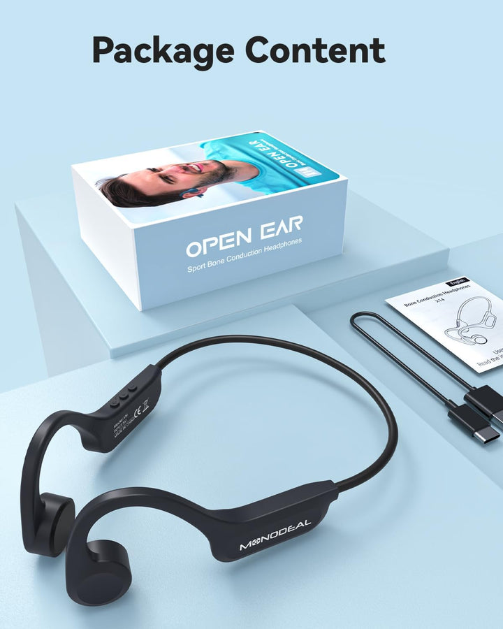 MONODEAL Knochenschall Kopfhörer Bluetooth 5.3 Open-Ear Kopfhörer, Typ-C Ladeanschluss, IPX6 wasserd