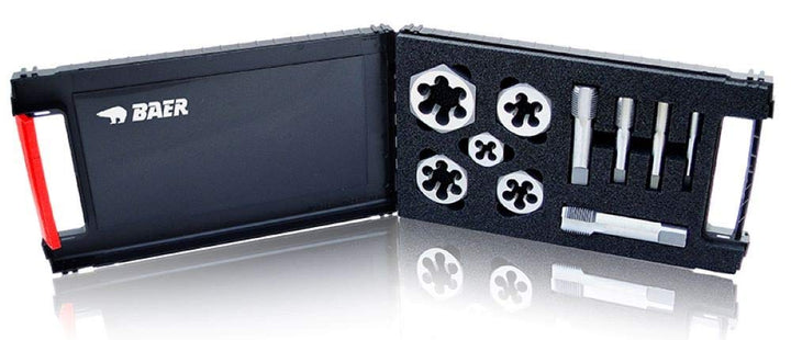 BAER Set HSSG: Gewindebohrer | Sechskantschneidmutter: G(BSP) 1/8'' - 3/4'' - Gewindeschneider-Set E