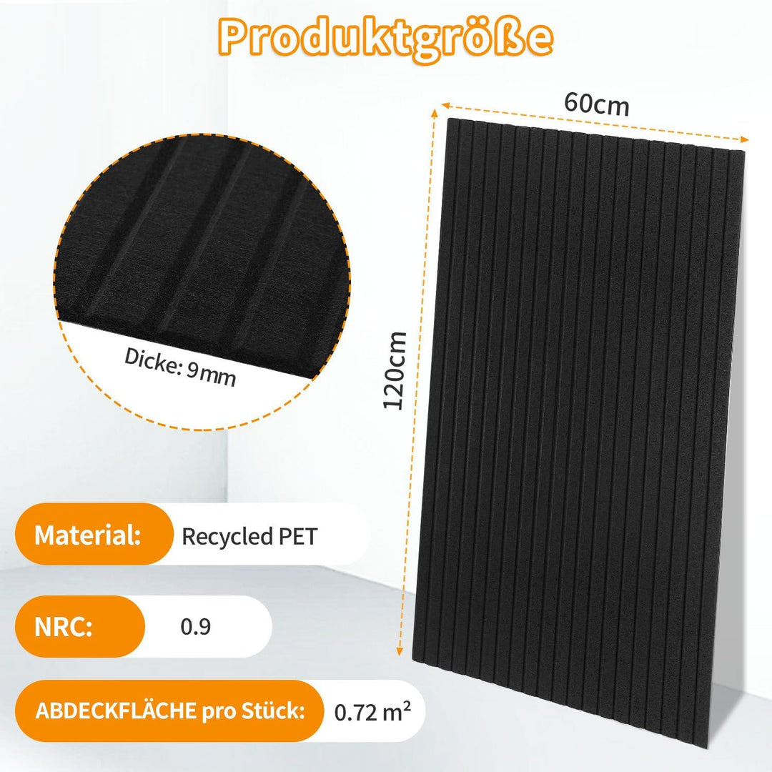 2.88㎡ Akustikpaneele 120x60 cm 4er Selbstklebend Akustikplatten Schallschutzplatten für Homeoffice &