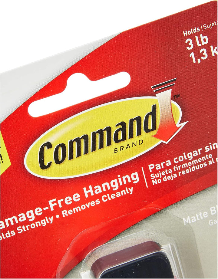 Command 17034MB-EF Haken, Medium, matt, Schwarz, 17034MB, Einheitsgrösse (Packung mit 2) Gebürsteter