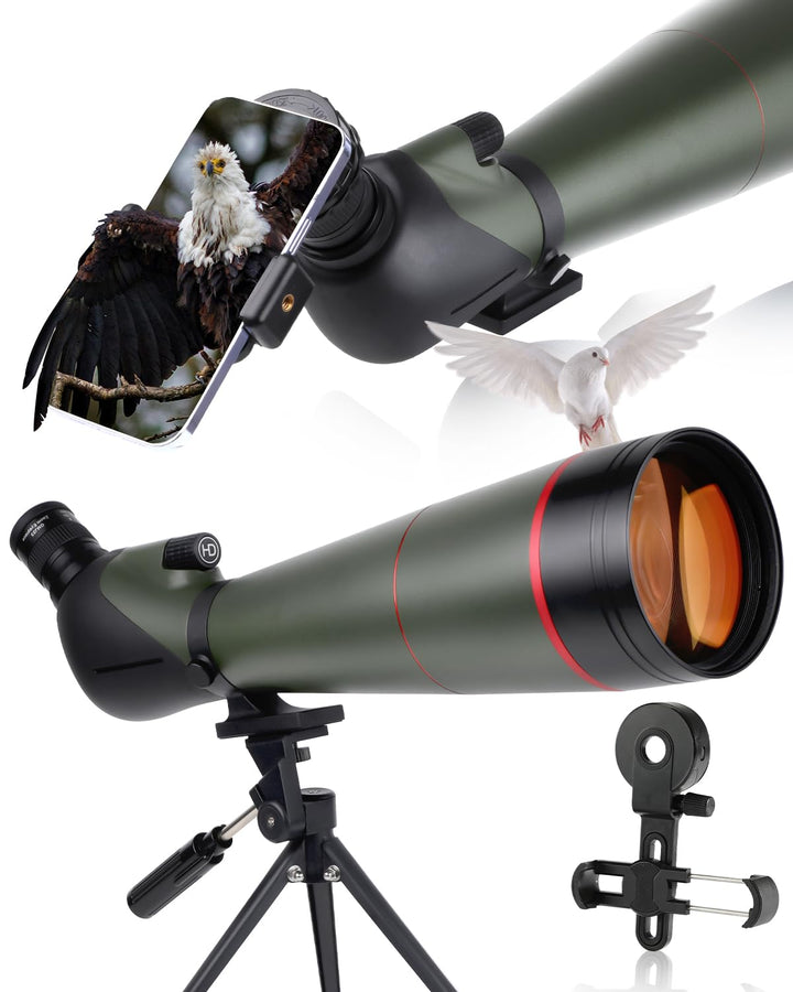 25-75x100 HD Spektiv Sportschützen mit Stativ- und Smartphone-Adapter, Zoom Bak4 Prism FMC Lens 45-G