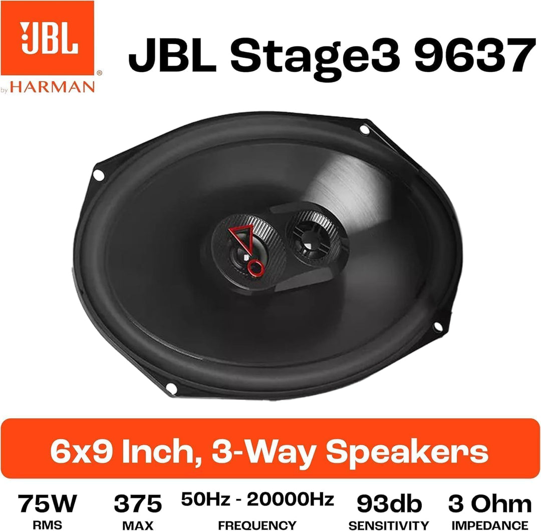 JBL Stage3 9637F 3-Wege Auto Lautsprecher Set von Harman Kardon ohne Gitter - 375 Watt KFZ Ovale Aut
