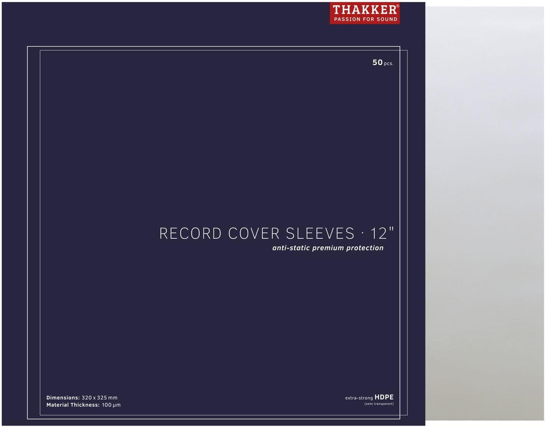 THAKKER Record Cover Sleeves - 12' - 50 antistatische Aussenhüllen | extra starker Premium-Schutz fü