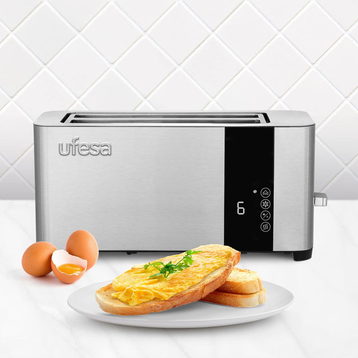 Ufesa Duo Plus Delux Toaster 2 Scheiben aus Edelstahl, LCD-Digitalbildschirm, 1400 W, Toaster Langsc