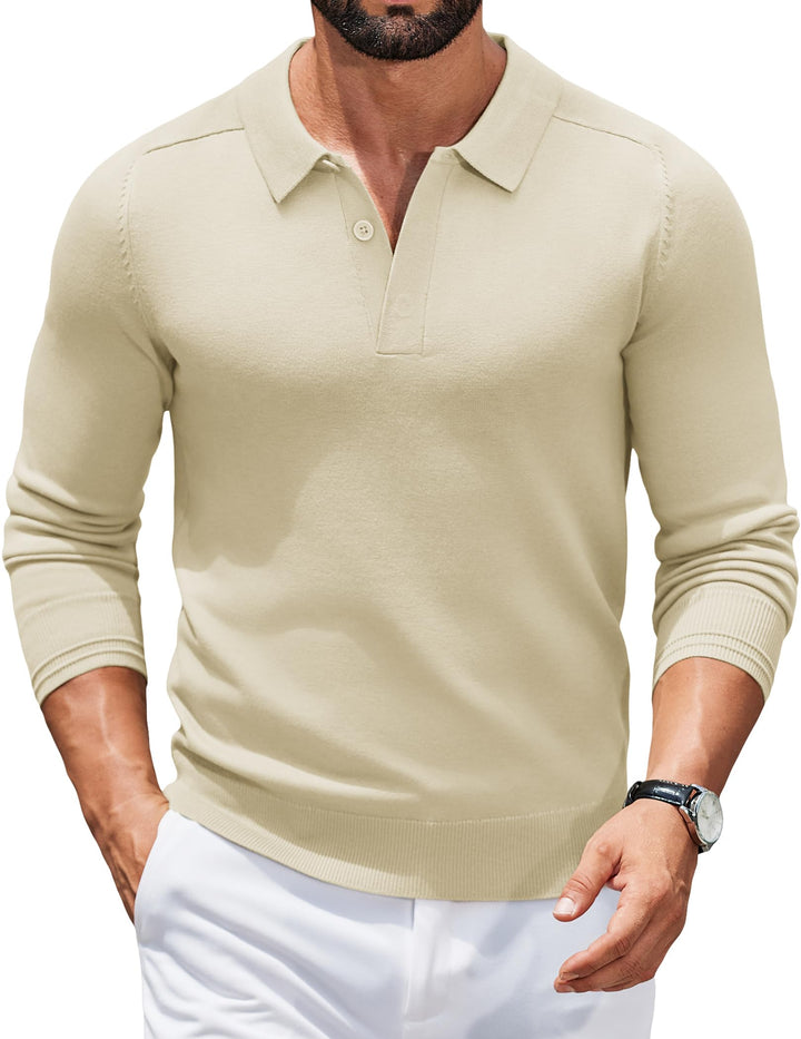 COOFANDY Herren Pullover Mit Polokragen Strick Polo Pullover Langarmshirt Strickpullover Männer Pull