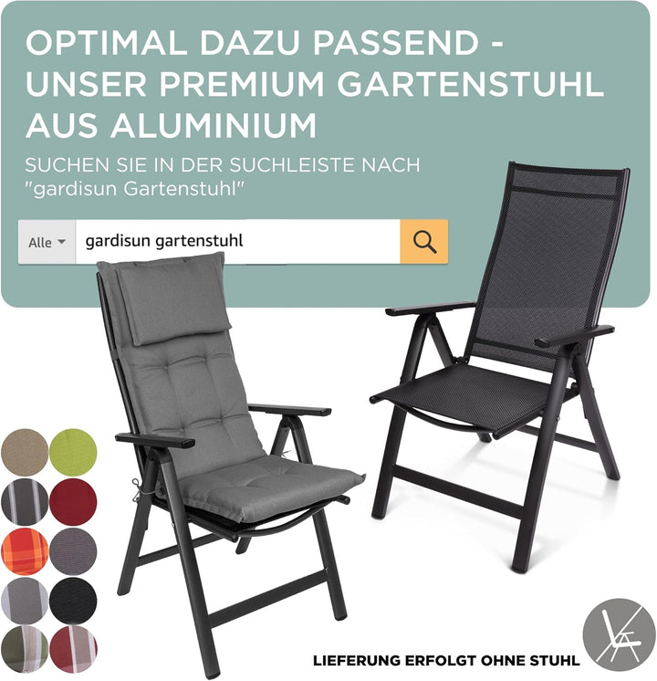 gardisun Gartenstuhlauflagen Hochlehner mit Kopfteil I Extra Dicke Sitzauflagen I Made in Europe I I
