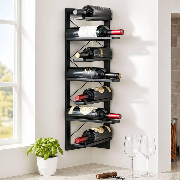 DanDiBo Weinregal Metall Schwarz Ecke Wand 70 cm Eckregal Flaschenregal 96292 Flaschenhalter Wandmon