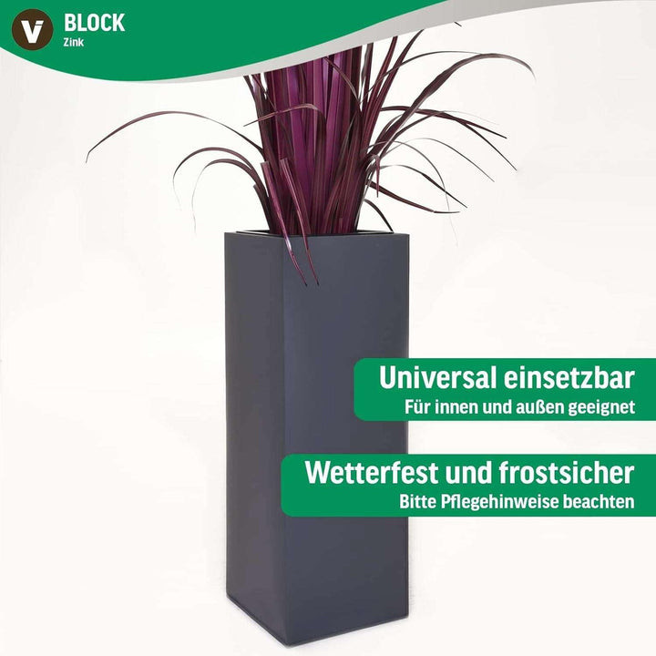 Vivanno Pflanzkübel Blumenkübel Zink Metall Anthrazit Block 100 mit Bewässerungssystem Anthrazit 100