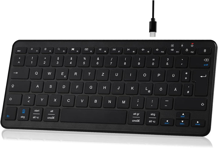 Qulose Kabellose Bluetooth Tastatur, Wiederaufladbare Mini Tastatur Type-C, Funk Tastatur, Ultraslim