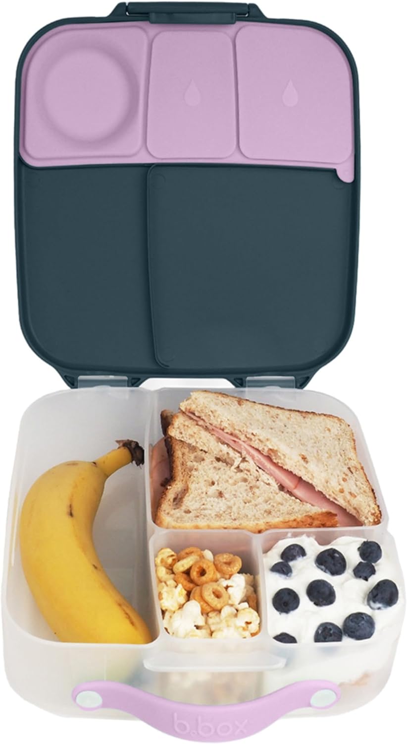 b.box Lunchbox mit Unterteilung für Kinder, Silikon, mit verstellbaren Trennwänden, Indigo Rose, Ind