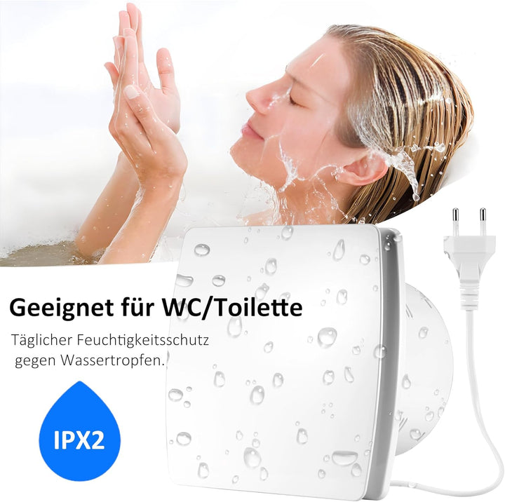 Moonjor 150mm Abluftventilator Küche, 240m³/h IPX2 Leiser Badlüfter Fensterlüfter mit Scheckventil 1