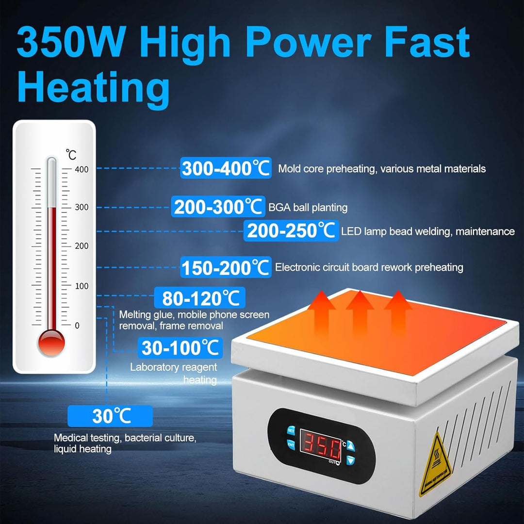 350 W PCB Heizplatte,0-400℃ Lötstation Heizstation mit LED Display,Vorheizen Station für Mikrocomput