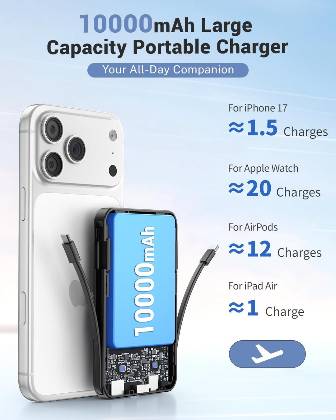 Powerbank für MagSafe, 10000mAh Magnetische Powerbank iPhone Schwarz 10000.0 Milliamperestunden (mAh