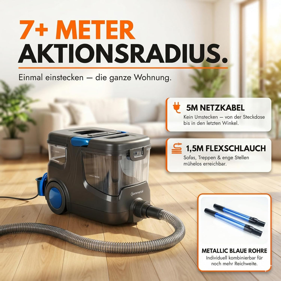 HYDRO 9000 MAX Waschsauger | 1.000W, 20 kPa | Teppichreiniger & Polsterreiniger mit Dampfsauger & Na