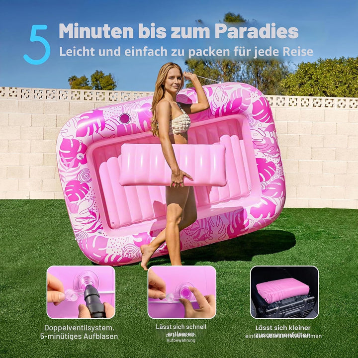 SLOOSH Aufblasbare Tanning Pool, 70" x 46"/ 85" x 57" Grosse aufblasbarer Luftmatratze für Erwachsen