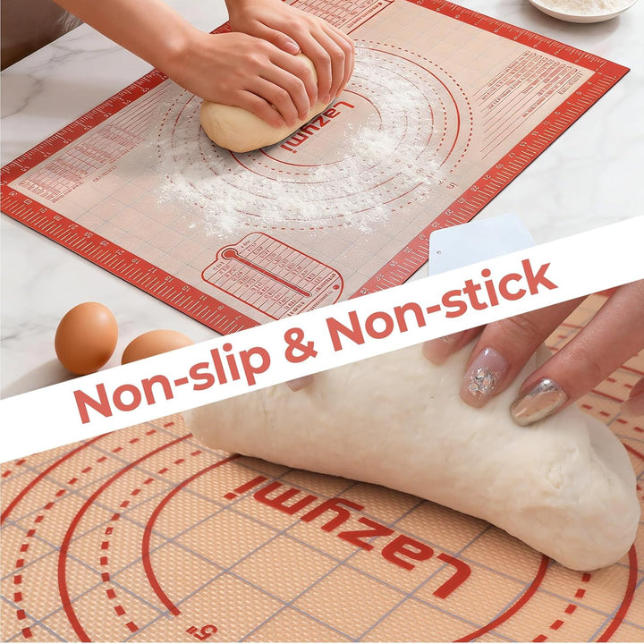 Lazymi Dick Backunterlage Silikon Gross 91 x 61 cm, Antihaft Backmatte rutschfeste Teigmatte Ausroll