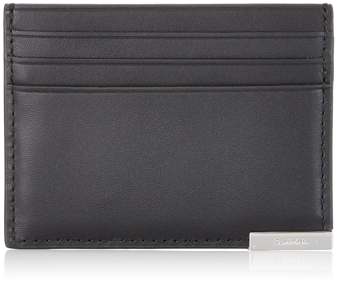 Calvin Klein Herren Moderner Plaketten-Kartenhalter 6 cc Geldbörsen, Ck Schwarz