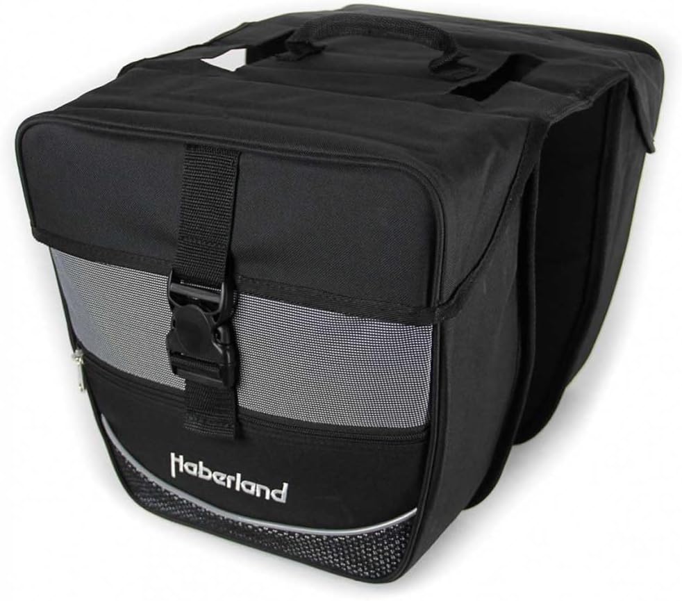 Haberland Fahrradtasche Doppeltasche Einsteiger-Serie Schwarz-silber, Schwarz-silber