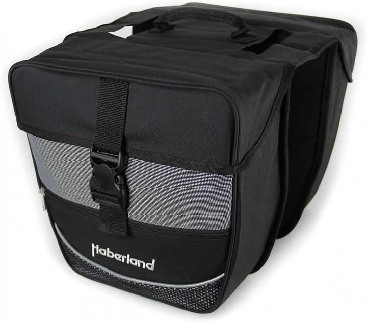 Haberland Fahrradtasche Doppeltasche Einsteiger-Serie Schwarz-silber, Schwarz-silber