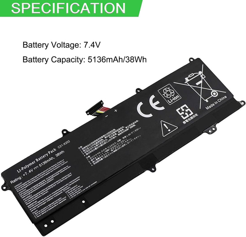 XITAIAN 7.4V 38Wh 5136mAh C21-X202 Ersatz Laptop Akku für Asus VivoBook S200, S200E X201 X201E X202