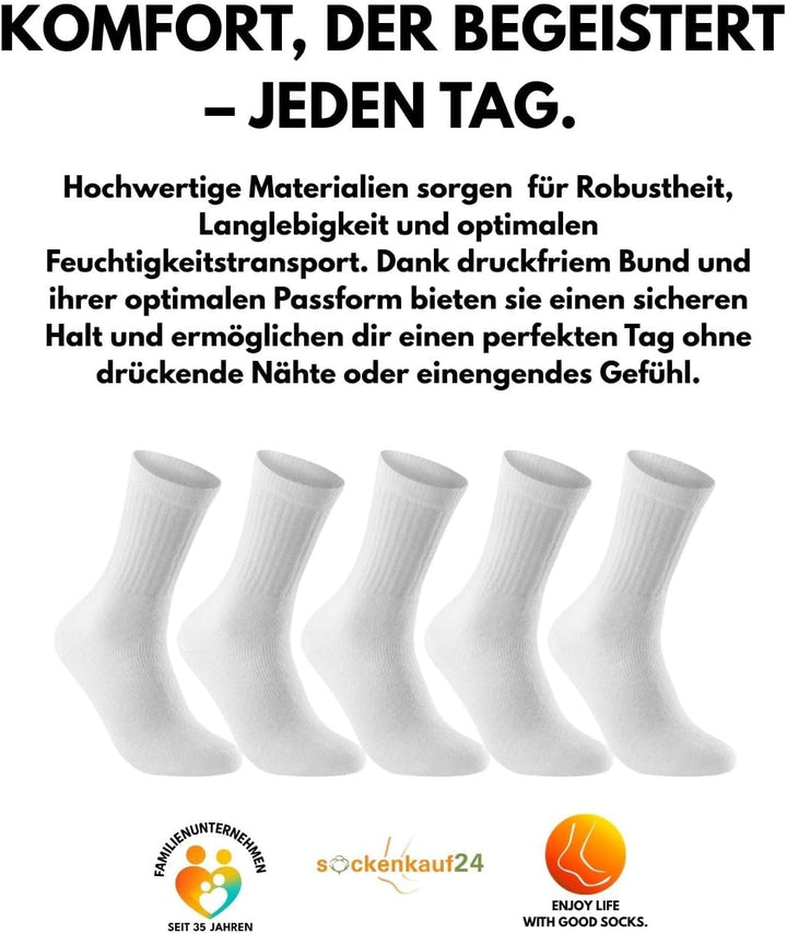 10 | 20 | 30 Paar Sportsocken Tennissocken Arbeitssocken Herren & Damen Socken Baumwolle 39-42 30 Pa