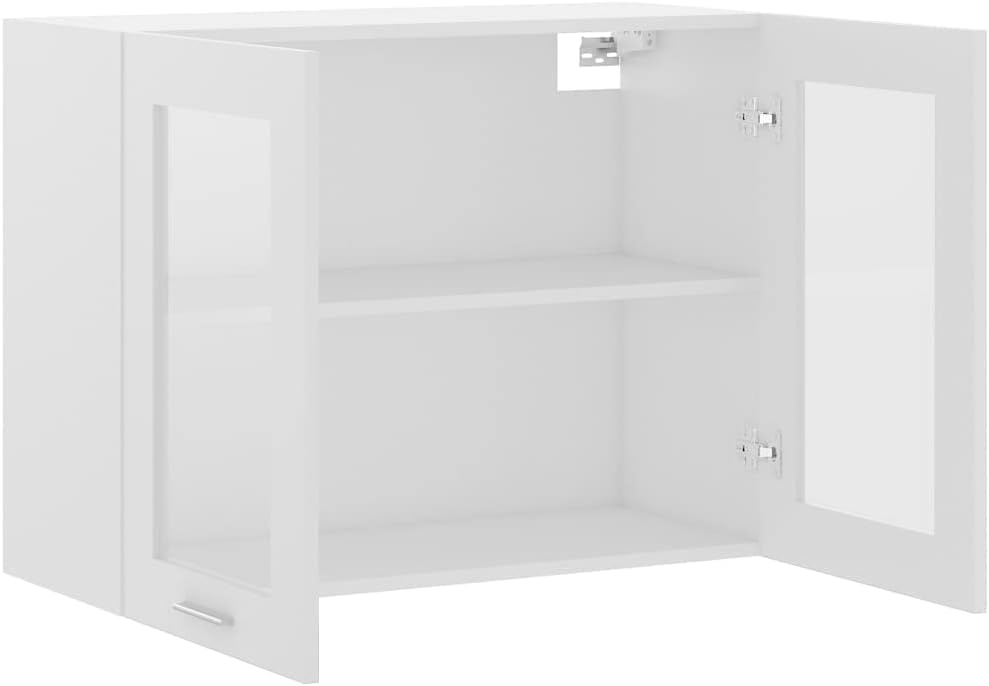 Hängeglasschrank Weiss 80x31x60 cm Holz KüChenschrank HäNgeschrank KüChe Vorratsschrank Schrank Klei