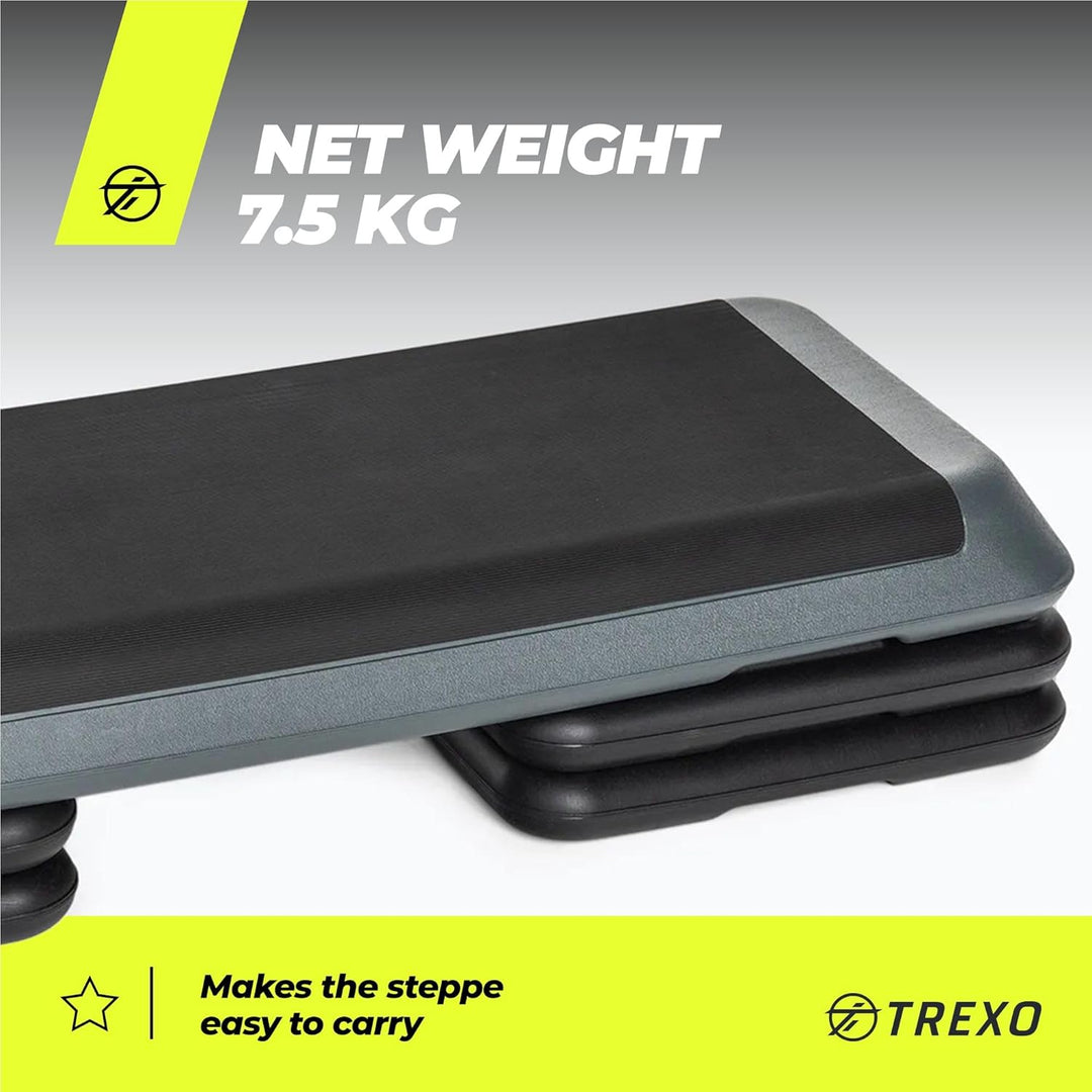 TREXO Stepper Aerobic Schritt für Cardio Fitness Stepper für Zuhause Einstellbare Höhe 10|15|20 cm H