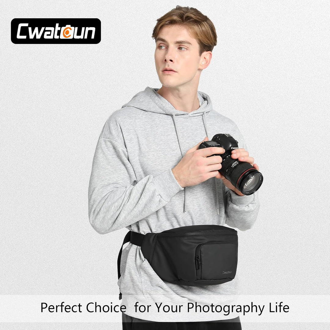 Cwatcun DSLR Kameratasche,SLR Fototasche,Kameratasche zum Umhängen,Wasserbeständig Kamera-Gürteltasc