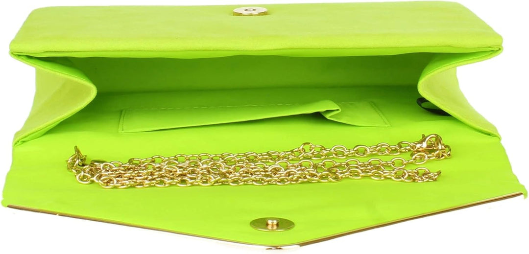Girly Handbags Faux Suede Clutch Bag Umschlag Metallic-HandtascheKalk, Kalk