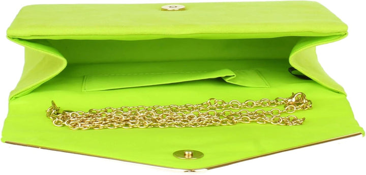 Girly Handbags Faux Suede Clutch Bag Umschlag Metallic-HandtascheKalk, Kalk