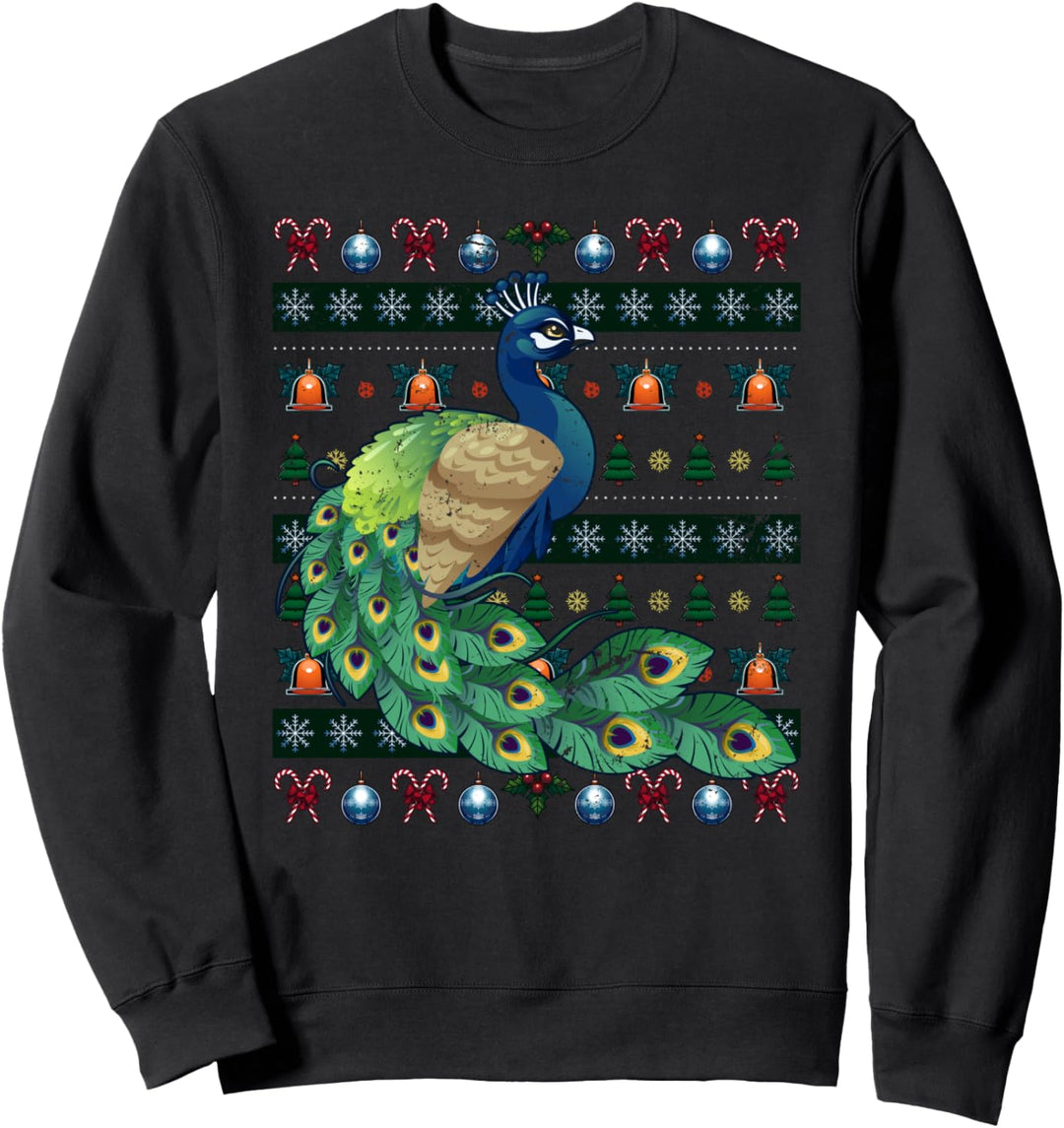 Ziervogel Tier Weihnachten Geschenk Ugly Christmas Pfau Sweatshirt