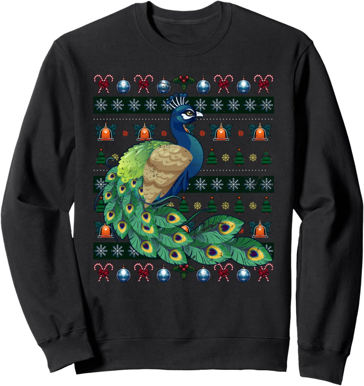Ziervogel Tier Weihnachten Geschenk Ugly Christmas Pfau Sweatshirt