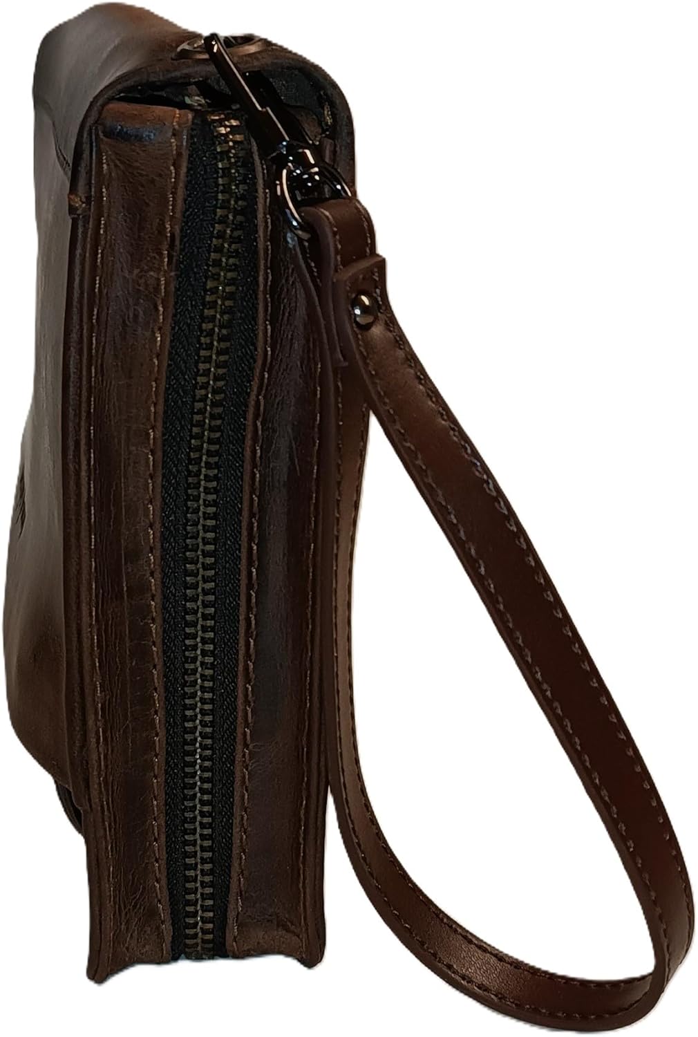Baron Of Maltzahn Handgelenktasche Herrentasche KANT aus braunem Büffel-Leder + Lederpflege