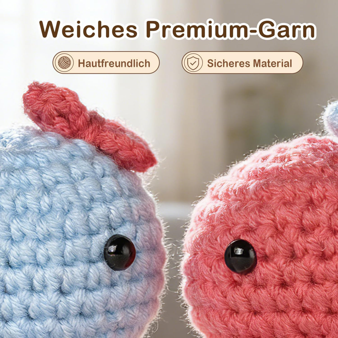 Ktmeor Häkelset für Anfänger, Häkeltier-Set, 2 Oktopus für Erwachsene und Kinder, mit Schritt-für-Sc